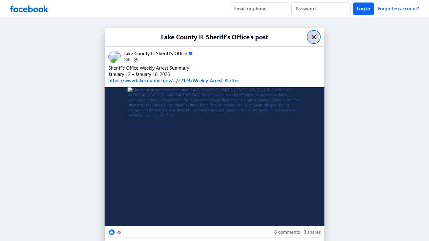 Sheriff’s Office Weekly... - Lake County IL Sheriff's Office | Facebook